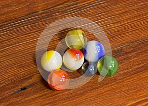 Marbles on Wood