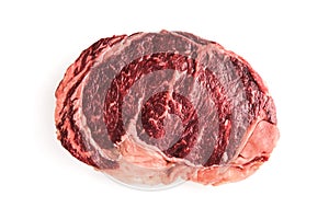 Marbling ribeye steak isolated