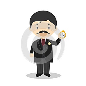 Marcel Proust cartoon character. Vector Illustration. Kids History Collection