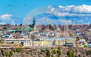 Marcelle-Mallet School and Notre-Dame-de-la-Victoire Church in Levis near Quebec City, Canada