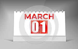 March 01, Desk Calendar Design Template. Single Date Calendar Design