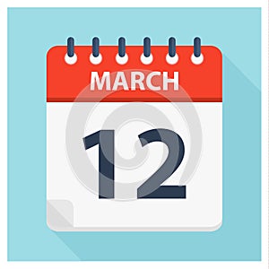 March 12 - Calendar Icon - Calendar design template