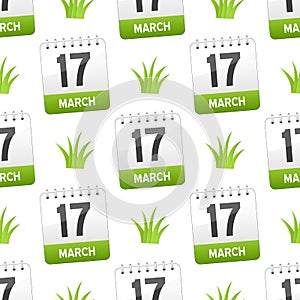 March 17 with Grass Seamless Pattern