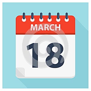 March 18 - Calendar Icon - Calendar design template