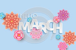 Hello March modern typographic design.