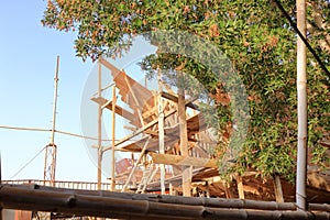 March 21 2022 - Sur, Oman: Building a wooden dhow in a boatyard