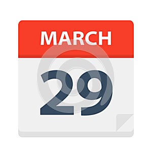 March 29 - Calendar Icon