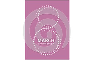 March 8. Illustrated greeting card for women`s day