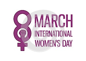 March 8 International Women`s Day with gender symbol vector