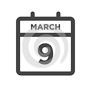 March 9 Calendar Day or Calender Date for Deadlines or Appointment