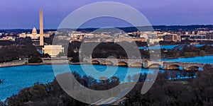 MARCH 26, 2018 - ARLINGTON, VA - WASH D.C. - Aerial view of Washington D.C. from Top of Town. Potomac, skyline