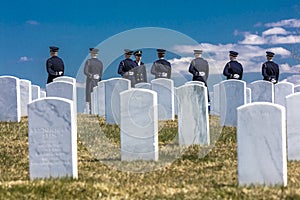 MARCH 26, 2018 - ARLINGTON, WASHINGTON D.C. - Honor Guard anticipates Burial at Arlington National. Saluting, photo