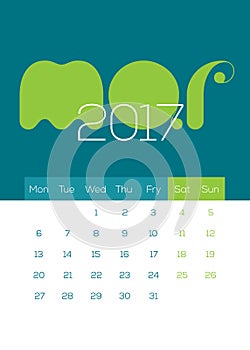 March 2017 - Beautiful, Modern, Fresh, Clean and Cool Calendar