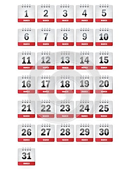 March Calendar Icons