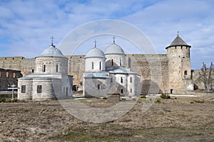 March day in the ancient Ivangorod fortress. Leningrad region, Russia