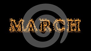 March fire text effect black background