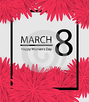 8 March holiday background with paper cut Frame Flowers. Happy Mother`s Day. Trendy Design Template. Vector illustration.