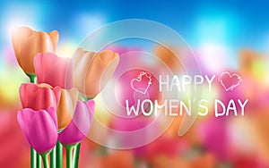 8 march international women's day background with flowers. Vector illustration