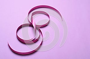 8 March, International Women`s Day Greeting, Purple Ribbon in 8 Shape