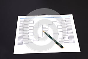 March Madness Pen and Blank Tournament Bracket