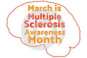 March is Multiple Sclerosis Awareness Month. Template for background, banner, card, poster with text inscription. Vector