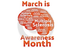 March is Multiple Sclerosis Awareness Month. Template for background, banner, card, poster with text inscription. Vector