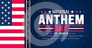 March is National Anthem Day background template. Holiday concept. use to background, banner, placard,