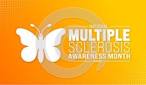 March is national Multiple Sclerosis Awareness Month background template. Holiday concept.