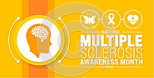 March is national Multiple Sclerosis Awareness Month background template. Holiday concept.