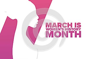 March is National Womens History Month. Holiday concept. Template for background, banner, card, poster with text