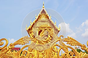 Golden chapel at Pluak Ket Temple in Rayong Thailand