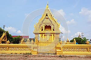 Golden chapel at Pluak Ket Temple in Rayong Thailand