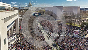 MARCH 24, 2018: Washington, D.C. Hundreds of thousands gather on Pennsylvania Avenue, NW in . Democracy, school