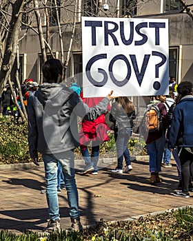 MARCH 24, 2018: Washington, D.C. hundreds of thousands protest against NRA on Pennsylvania Avenue. Douglas, parkland