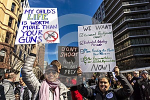 MARCH 24, 2018: Washington, D.C. hundreds of thousands protest against NRA on Pennsylvania Avenue. Parkland, Education