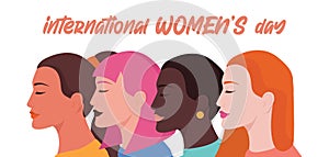 8 March Women`s Day card or poster, web banner or header. photo
