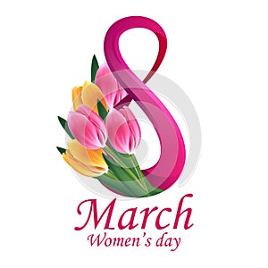 8 March Women's Day greeting card template