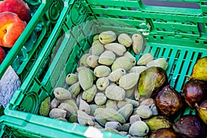 Marche de la Place Richelme selling figs fruits and almond fruit