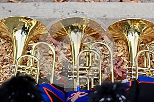 Marching Band baritones on ground