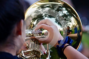 Marching Band mellophone reflection