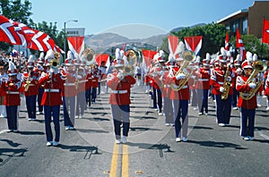 A marching band performs