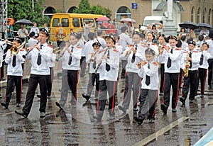 Marching band of youth students