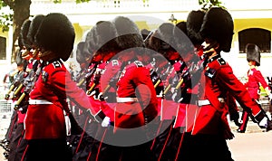 Marching Guardsmen Watercolour