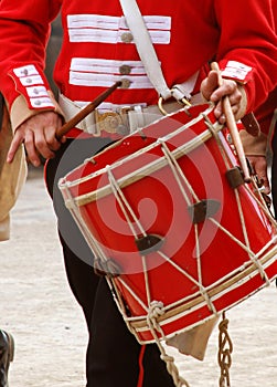 marching Redcoat drummer