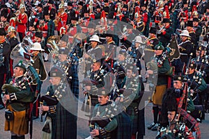 Marching Scottish Highland Pipers