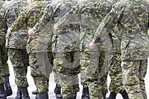 Marching soldiers in uniform