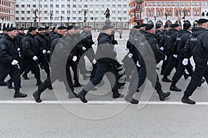 Marching squad of rapid reaction of the Russian police