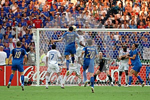 Marco Materazzi heads the 1-1 goal