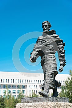 Marco Polo Statue at Kublai Square in Zhenglan Banner, Xilin Gol, Inner Mongolia, China.