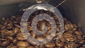 Marco shot going inside a Packet of coffee beans